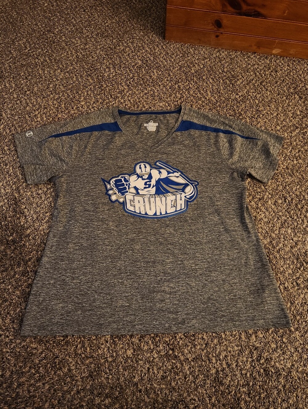 Syracuse Crunch AHL Hockey Holloway Dry-Excel V-Neck Short Sleeve Tee Gray XL